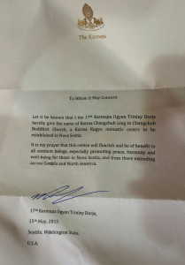 HH Karmapa snapshot letter
